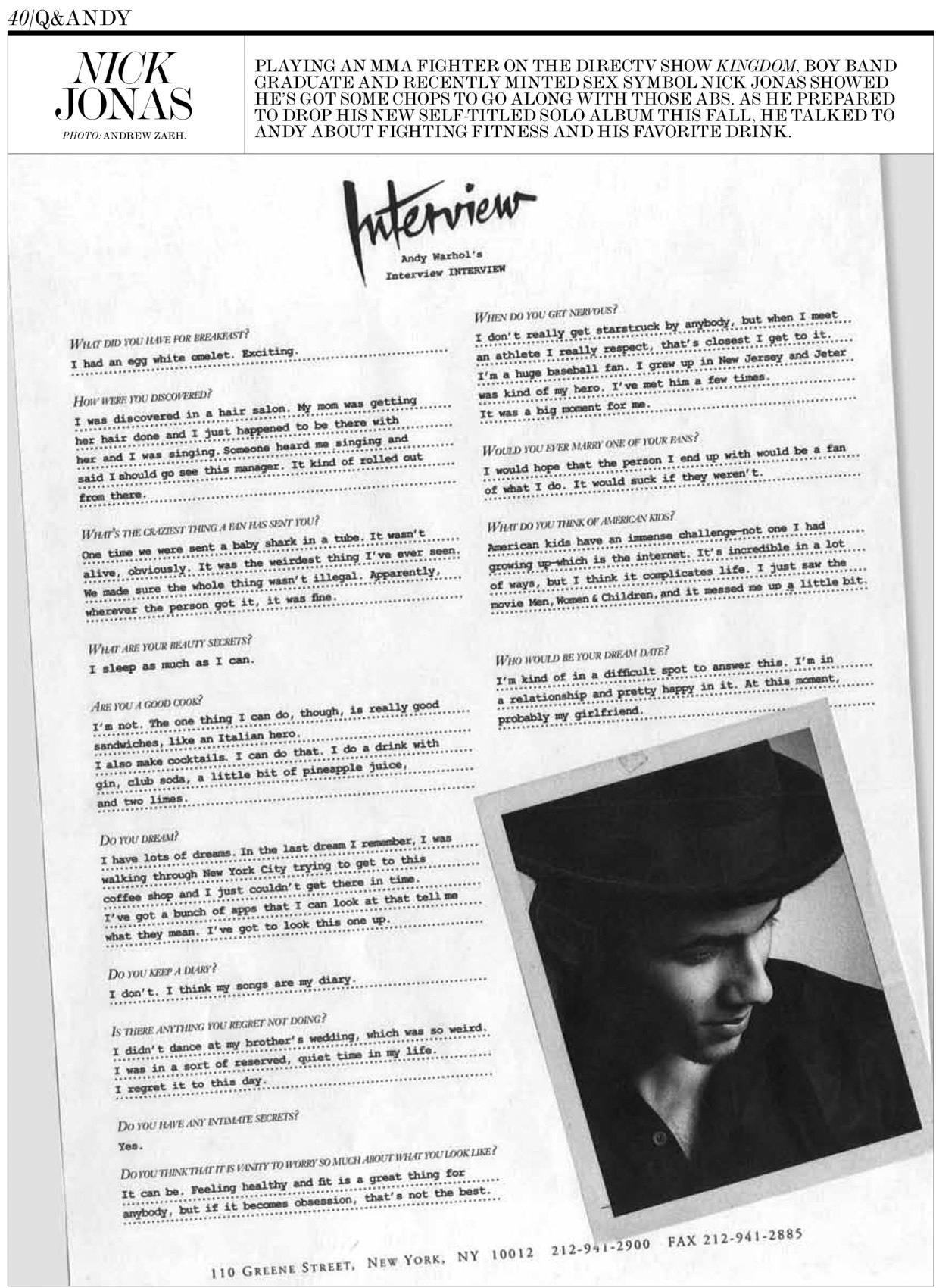 Nick Jonas\\ Interview Magazine \\ Andrew Zaeh Photo + Motion